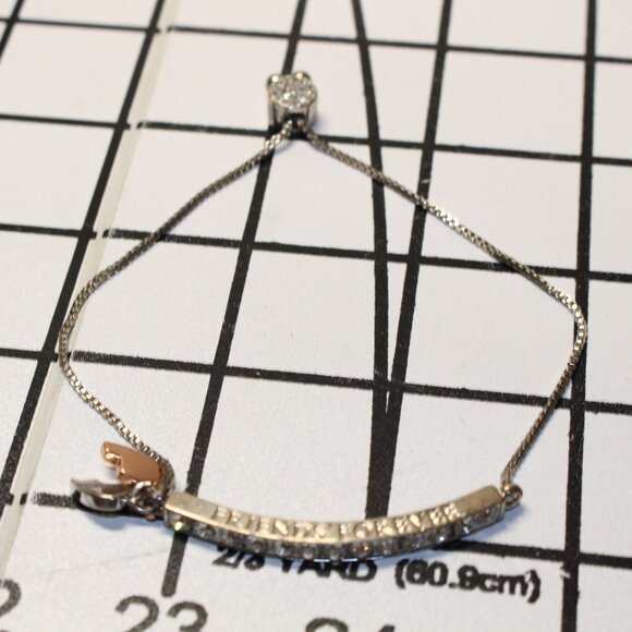 Friends Forever Engraved Lariat Bracelet w/Swarovski Crystals & Heart Charms - Picture 7 of 7